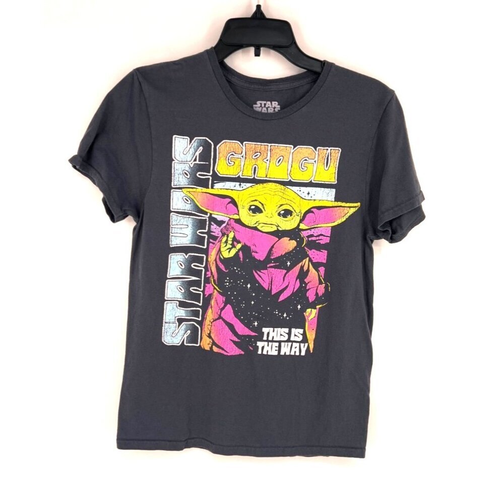 Star Wars Womens Graphic T-Shirt Size Small Black Grogu Neon